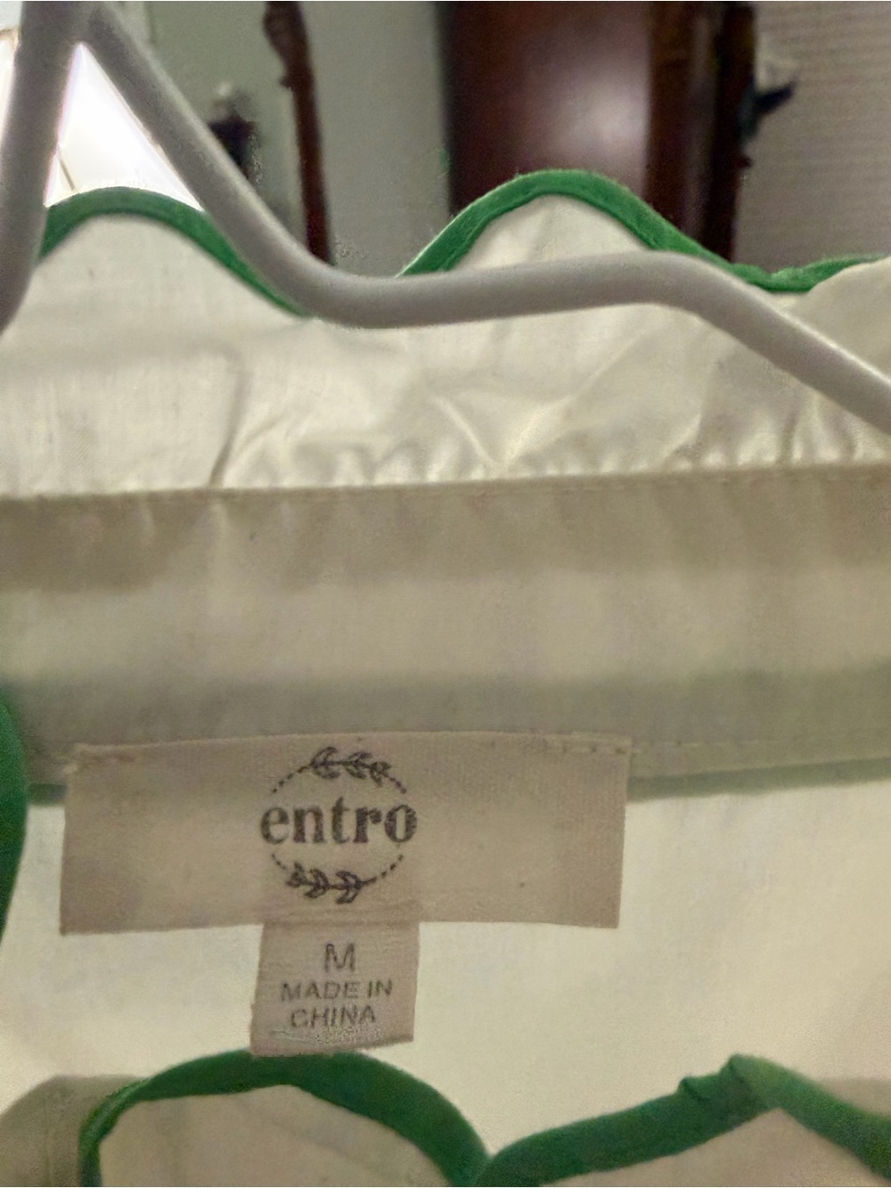 entro Cream Ruffle Dress with Green Trim - Picture 2 of 2